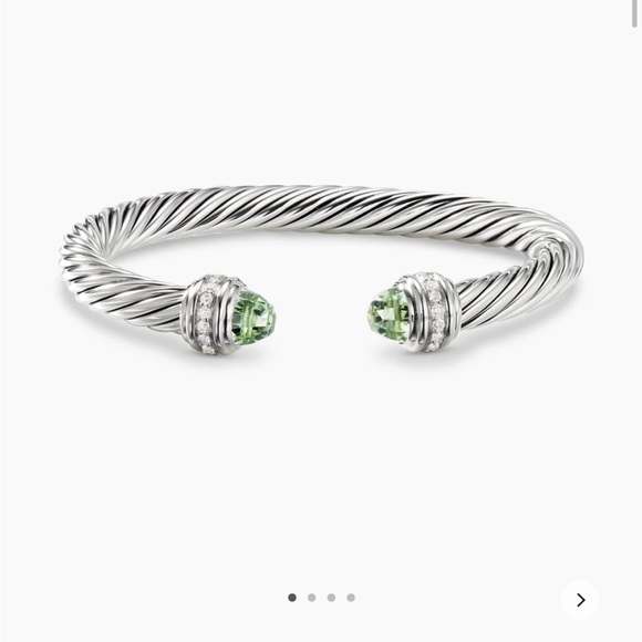 David Yurman Classic Cable Bracelet Sterling Silver with Prasiolite and Diamonds - Picture 6 of 8